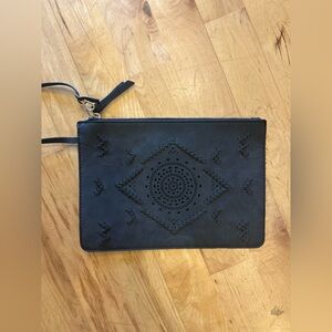 Anthropologie Street Level Black Leather Clutch